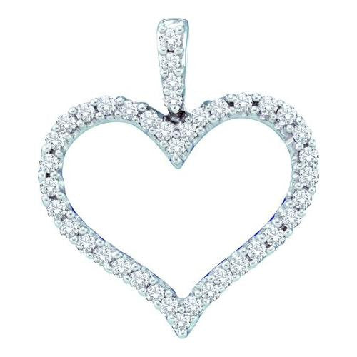 14KT White Gold 0.48CTW DIAMOND LADIES HEART PENDANT