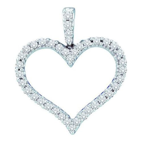 14KT White Gold 0.48CTW DIAMOND LADIES HEART PENDANT