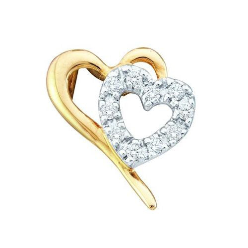 14KT Yellow Gold 0.11CTW ROUND DIAMOND LADIES HEART PENDANT