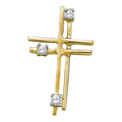 14KT Yellow Gold 0.04CTW DIAMOND CROSS PENDANT