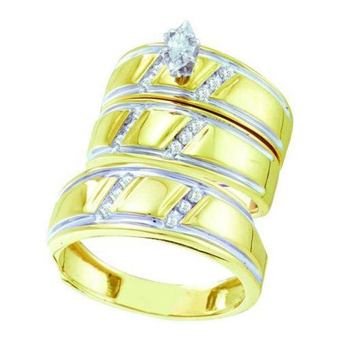 10K Yellow-gold 0.25CTW DIAMOND  TRIO SET