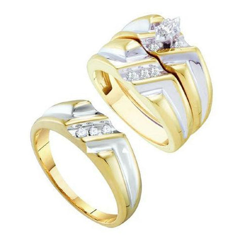 10K Yellow-gold 0.25CTW DIAMOND TRIO SET