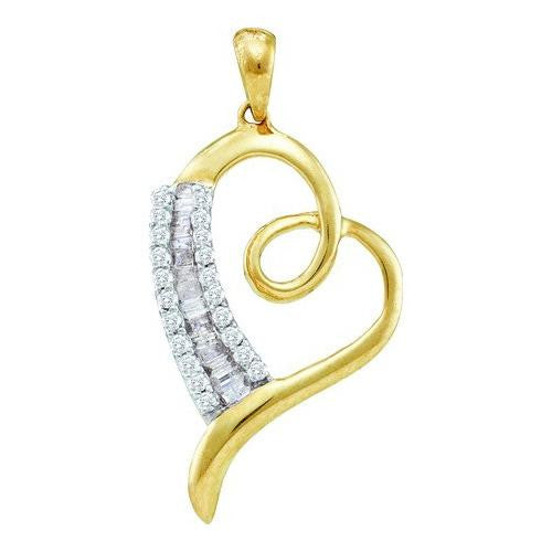 10KT Yellow Gold 0.25CTW DIAMOND LADIES HEART PENDANT