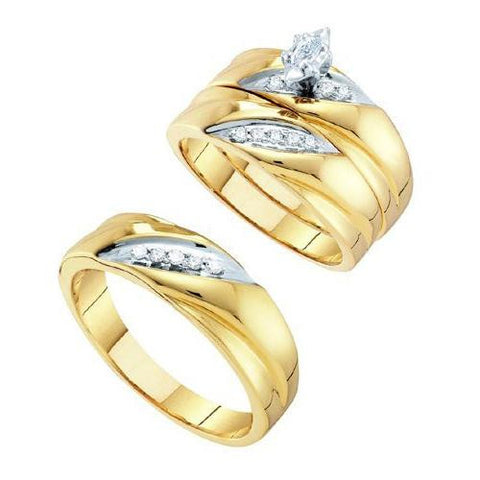 10K Yellow-gold 0.25CTW DIAMOND  TRIO SET