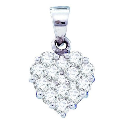 14KT White Gold 0.47CTW DIAMOND LADIES HEART PENDANT