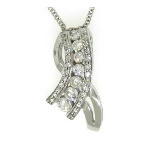 14KT White Gold 0.51CTW ROUND DIAMOND LADIES FASHION PENDANT