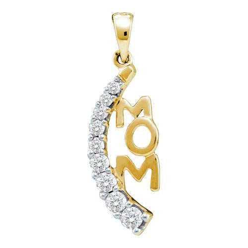 14KT Yellow Gold 0.25CT DIAMOND "MOM" PENDANT