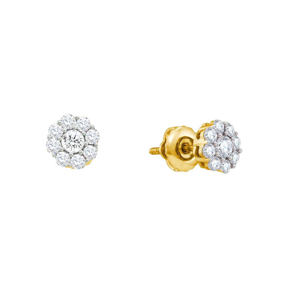 1-2CTW-Diamond FLOWER EARRING