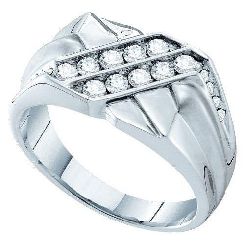 14KT White Gold 0.60CTW DIAMOND MENS FASHION RING