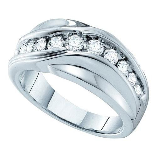 14KT White Gold 0.99CTW DIAMOND MENS FASHION BAND