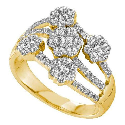 14KT Yellow Gold 1.00CTW DIAMOND FLOWER RING