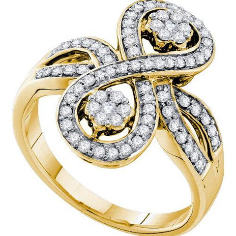 14KT Yellow Gold 0.50CTW DIAMOND FLOWER RING