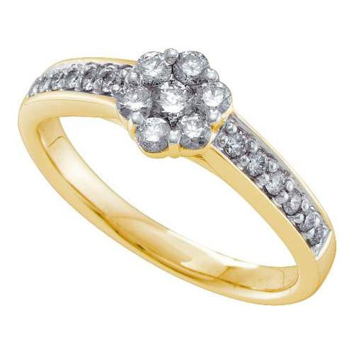 14KT Yellow Gold 0.49CTW DIAMOND FLOWER RING