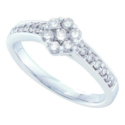 14KT White Gold 0.49CTW DIAMOND LADIES FLOWER RING