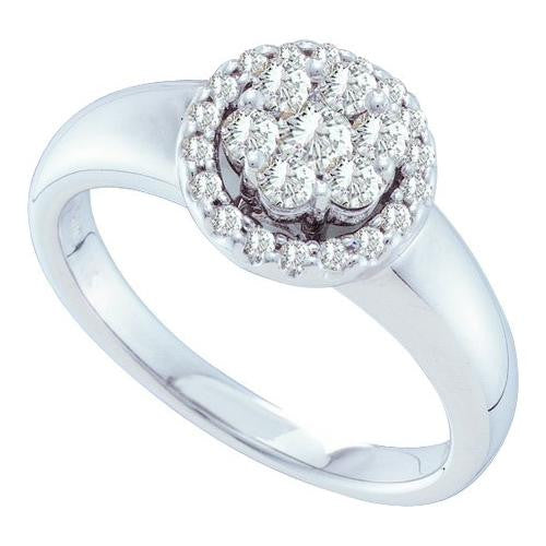 14KT White Gold 0.52CTW DIAMOND LADIES FLOWER RING