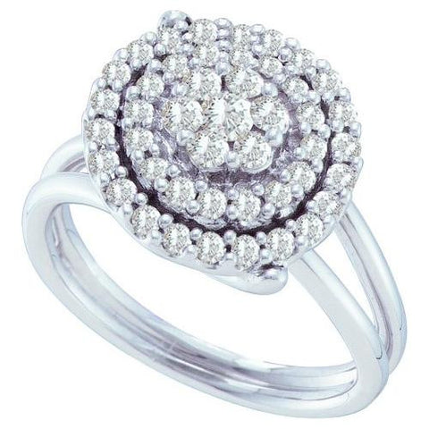 14KT White Gold 0.75CTW DIAMOND LADIES FLOWER RING