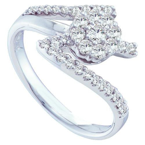 14KT White Gold 0.51CTW DIAMOND LADIES FLOWER RING