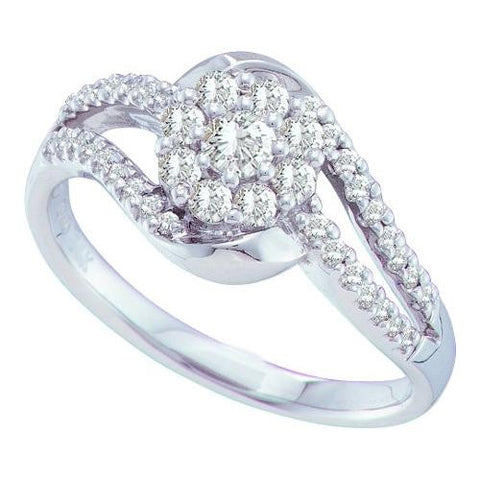 14KT White Gold 0.51CTW DIAMOND LADIES BRIDAL FLOWER RING