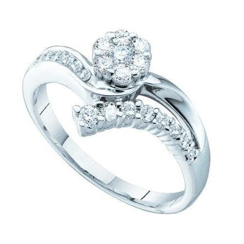 14KT White Gold 0.51CTW DIAMOND LADIES FLOWER RING