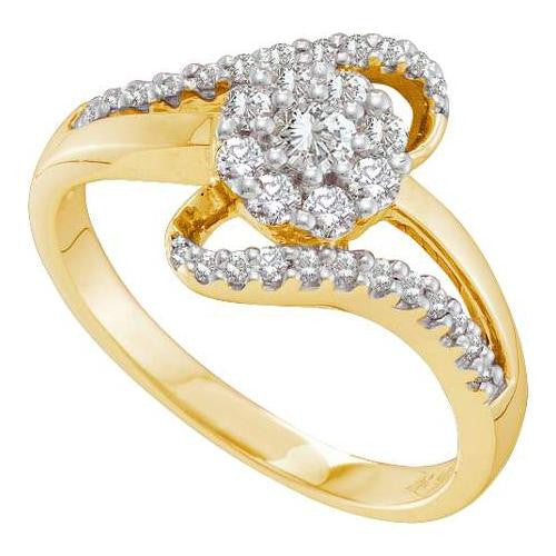 14KT Yellow Gold 0.50 CTW DIAMOND FLOWER RING