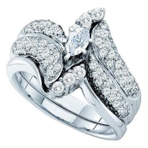 14K White-gold 1.01CTW DIAMOND LADIES BRIDALSET