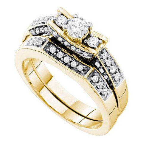 14K Yellow-gold 0.61CT DIAMOND 0.20CT CENTER  ROUND  BRIDAL SET