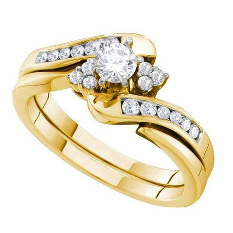 14K Yellow-gold 0.48CTW DIAMOND 0.25CT CENTRAL ROUND BRIDAL SET