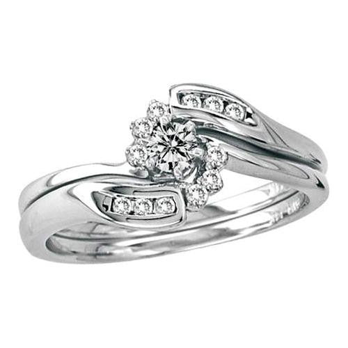 14KT White Gold 0.25CTW DIAMOND LADIES BRIDAL SET WITH 0.13CT ROUND CENTER