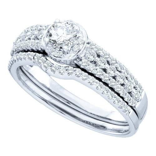 14KT White Gold 0.74CTW DIAMOND LADIES BRIDAL SET WITH 0.25CT ROUND CENTER