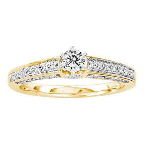 14KT Yellow Gold 0.34CTW DIAMOND LADIES BRIDAL RING WITH 0.20CTW  ROUND CENTER