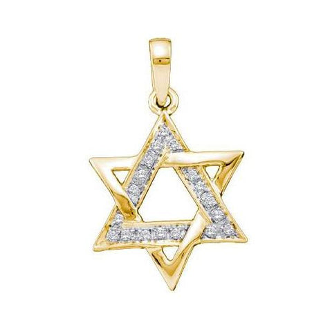 10KT Yellow Gold 0.10CTW DIAMOND LADIES STAR  PENDANT