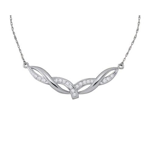 10KT White Gold 0.33CTW ROUN DIAMOND LADIES FASHION NECKLACE