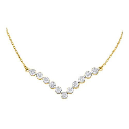 10KT Yellow Gold 0.12CTW  DIAMOND LADIES FANUK  NECKLACE