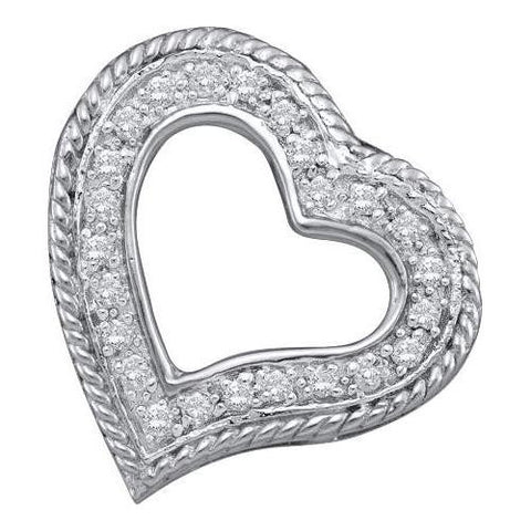 10KT White Gold 0.18CTW DIAMOND HEART PENDANT