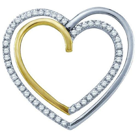 14K White-gold 0.25CTW ROUND DIAMOND LADIES HEART PENDANT