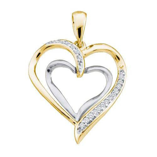 10KT Yellow Gold 0.10CTW DIAMOND LADIES  HEART PENDANT