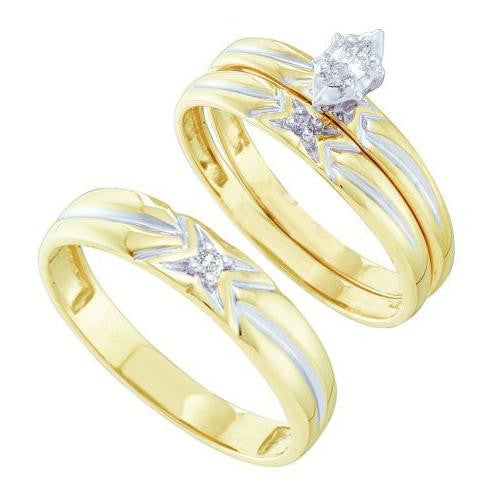 10K Yellow-gold 0.11CTW DIAMOND LADIES TRIO SET