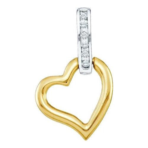 10KT Yellow Gold Two Tone 0.07CTW DIAMOND LADIES HEART  PENDANT