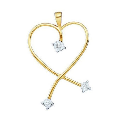 10KT Yellow Gold 0.04CTW DIAMOND LADIES  HEART PENDANT