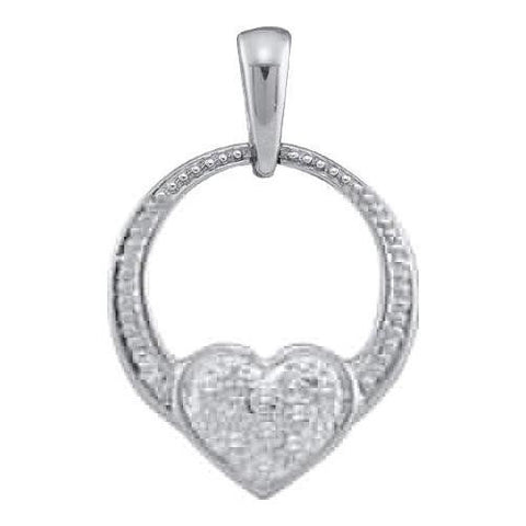 10KT White Gold 0.04CTW ROUND DIAMOND LADIES FASHION HEART PENDANT