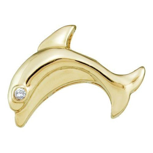 10KT Yellow Gold 0.01CTW DIAMOND LADIES  DOLPHIN PENDANT