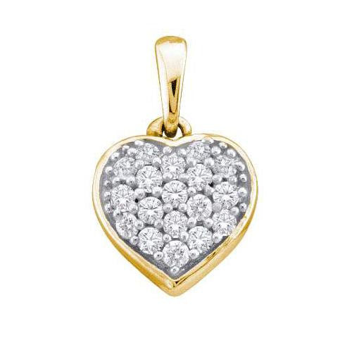 14KT Yellow Gold 0.10CTW ROUND DIAMOND LADIES HEART PENDANT