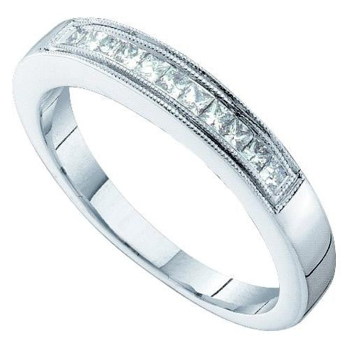 14K White-gold 0.25CTW PRINCESS DIAMOND LADIES INVISIBLE BAND