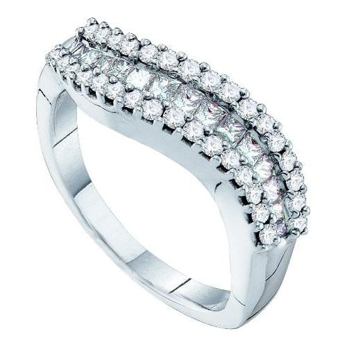 14KT White Gold 0.67CTW ROUND PRINCESS DIAMOND LADIES BAND