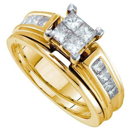 14KT Yellow Gold 1.00CTW  DIAMOND INVISIBLE BRIDAL SET