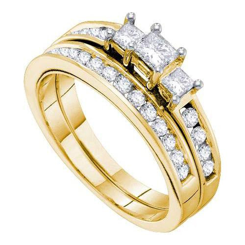 14KT Yellow Gold 1.0CTW  DIAMOND  3 STONE BRIDAL SET