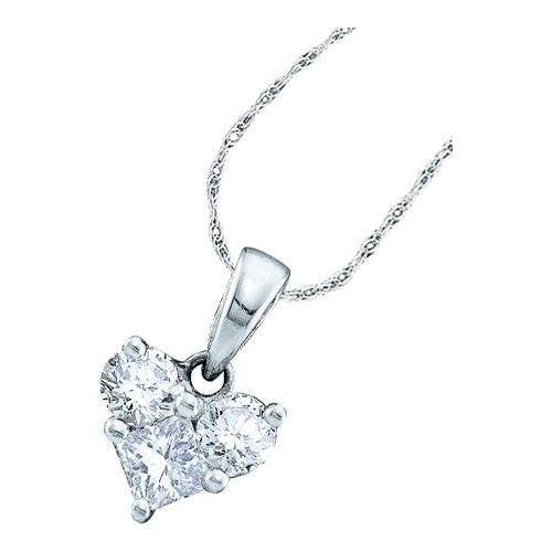 14KT White Gold 0.52CTW ROUND PRINCESS DIAMOND LADIES HEART PENDANT