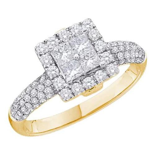 14KT Yellow Gold 1.0CTW ROUND PRINCESS DIAMOND LADIES INVISIBLE RING