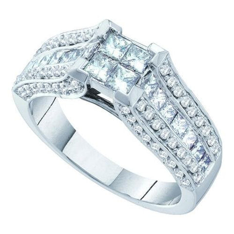 14KT White Gold 1.50CTW ROUND PRINCESS DIAMOND LADIES INVISIBLE RING