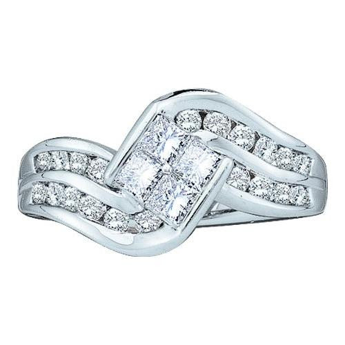 14KT White Gold 1.00CTW ROUND PRINCESS DIAMOND INVISIBLE BRIDAL RING